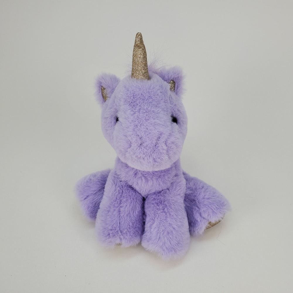 FAO Schwarz Purple Unicorn Plush‎ Stuffed Animal Gold Glitter Horn 9 Inch